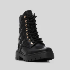 Outlet Botín militar acolchado negro Botines