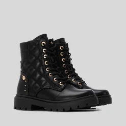 Outlet Botín militar acolchado negro Botines