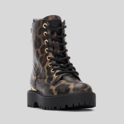 Sale Botín militar animal print negro Botines