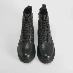 Online Botín militar casual negro Mujer Botines Planos