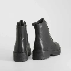 Online Botín militar casual negro Mujer Botines Planos