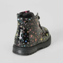 Discount Botín militar charol bebé estrellas negro Botas