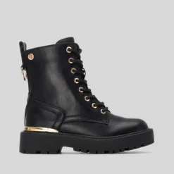 Outlet Botín militar dorado y negro Botines