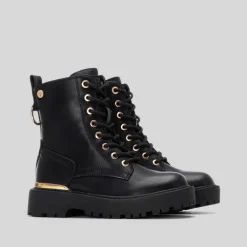 Outlet Botín militar dorado y negro Botines