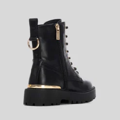 Outlet Botín militar dorado y negro Botines
