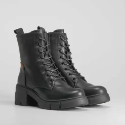 Best Botín militar negro polipiel Mujer Botines Tacón