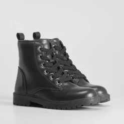 Hot Botín militar plano negro OH GIRL Botines