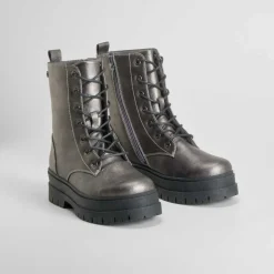 Clearance Botín militar plata Mujer Botines Planos