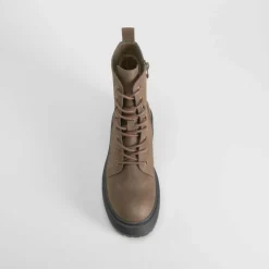 New Botín militar plataforma marrón Mujer Botines Planos