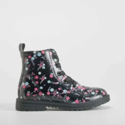 Discount Botín militar print flores negra OH GIRL Botines
