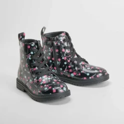 Discount Botín militar print flores negra OH GIRL Botines