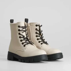 Hot Botín militar tirador blanco OH GIRL Botines