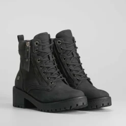 Botín montaña negro Mujer Botas Planas