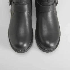 Botín motorista negro Mujer Botines Planos