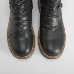 Best Botín negro botones y plisados Mujer Botines Planos