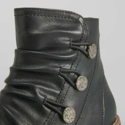 Best Botín negro botones y plisados Mujer Botines Planos