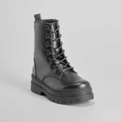 Clearance Botín negro militar Mujer Botines Planos