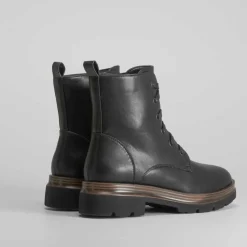 Botín negro militar plano de Mujer Botines Planos