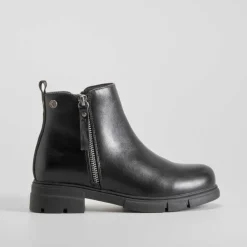 Hot Botín piso dentado negro Botines