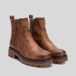 New Botín plano cremallera taupe Mujer Botines Planos