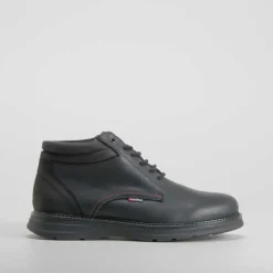 Hot Botín plano piel negro Hombre Botas Confort|Botas