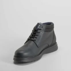 Hot Botín plano piel negro Hombre Botas Confort|Botas