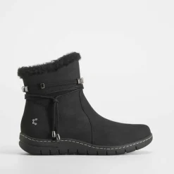 Sale Botín plano piel nobuck negro Mujer Botines Planos