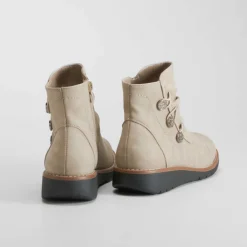 Discount Botín plano triple adorno beige Mujer Botines Planos