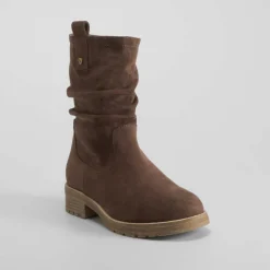 Outlet Botín plisado marrón oscuro Mujer Botines Planos