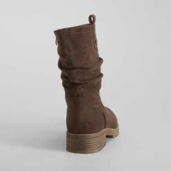 Outlet Botín plisado marrón oscuro Mujer Botines Planos