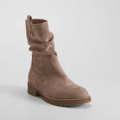 Botín plisado taupe Mujer Botines Planos