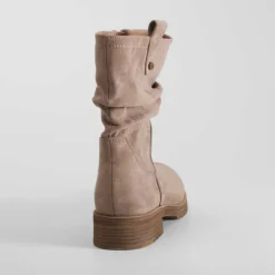 Botín plisado taupe Mujer Botines Planos