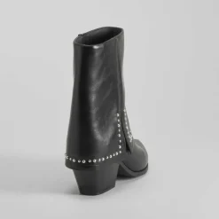 Hot Botín polaina tacón tachas negro PICCOLA PIU Mujer Botines Tacón