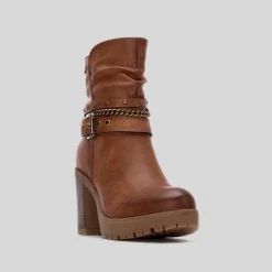New Botín tacón alto boho camel Mujer Botines Tacón