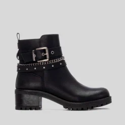 Best Botín tacón bajo correas negro Mujer Botines Tacón