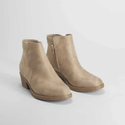 Online Botín tacón campero beige PICCOLA PIU Mujer Botines Tacón