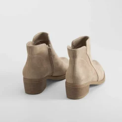 Online Botín tacón campero beige PICCOLA PIU Mujer Botines Tacón