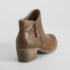 Clearance Botín tacón campero cremallera marrón Mujer Botines Tacón