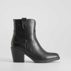 Discount Botín tacón campero negro PICCOLA PIU Mujer Botines Tacón