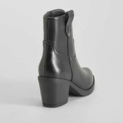 Discount Botín tacón campero negro PICCOLA PIU Mujer Botines Tacón