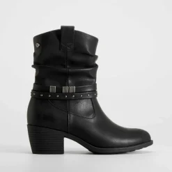 Online Botín tacón campero negro Mujer Botines Tacón