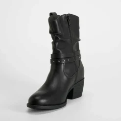 Online Botín tacón campero negro Mujer Botines Tacón
