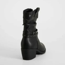 Online Botín tacón campero negro Mujer Botines Tacón