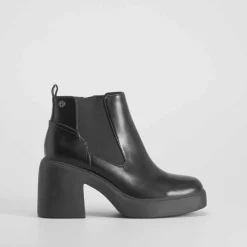 Outlet Botín tacón chelsea negro Mujer Botines Plataforma|Botines Tacón