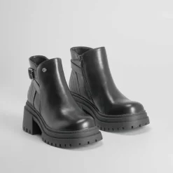 Best Botín tacón chunky hebilla negro Mujer Botines Tacón