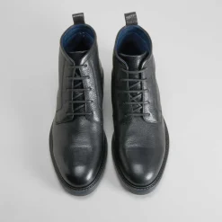 Clearance Botín tacón clásico piel negro Hombre Botas