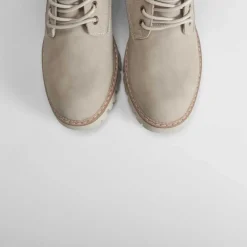 New Botín tacón con cordón beige Mujer Botines Tacón