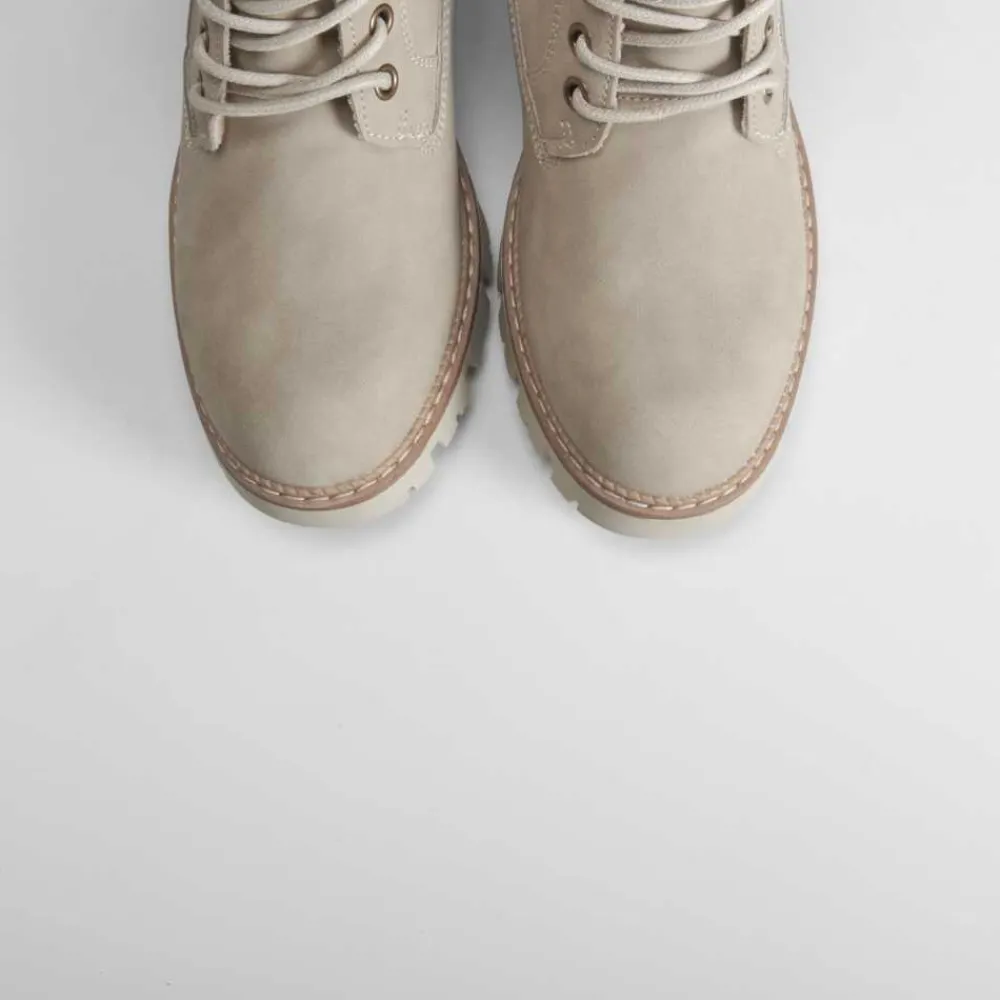 New Botín tacón con cordón beige Mujer Botines Tacón