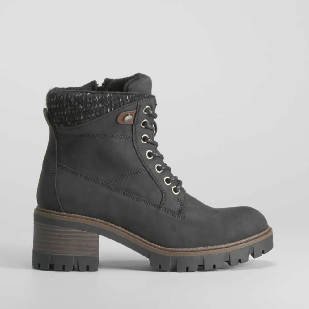 New Botín tacón con cordón negro Mujer Botines Tacón