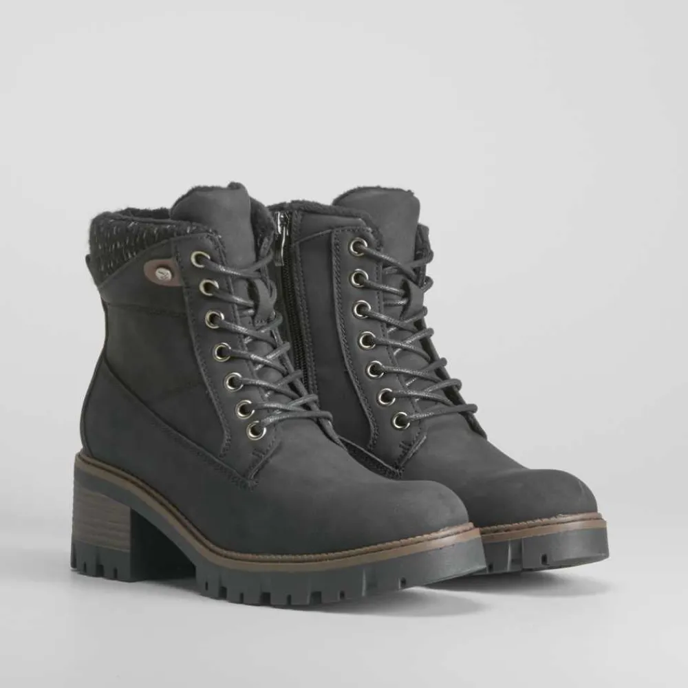 New Botín tacón con cordón negro Mujer Botines Tacón